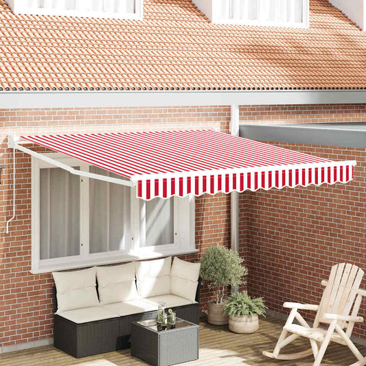 Einziehbare Markise Rot und Weiß 300 x 250 cm Polyester, Metall