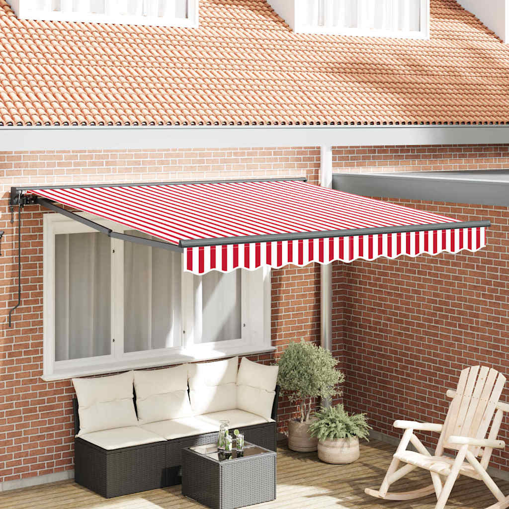 Einziehbare Markise Rot und Weiß 300 x 250 cm