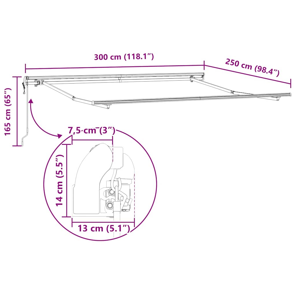 Einziehbare Markise Mehrfarbig 300 x 250 cm Stoff