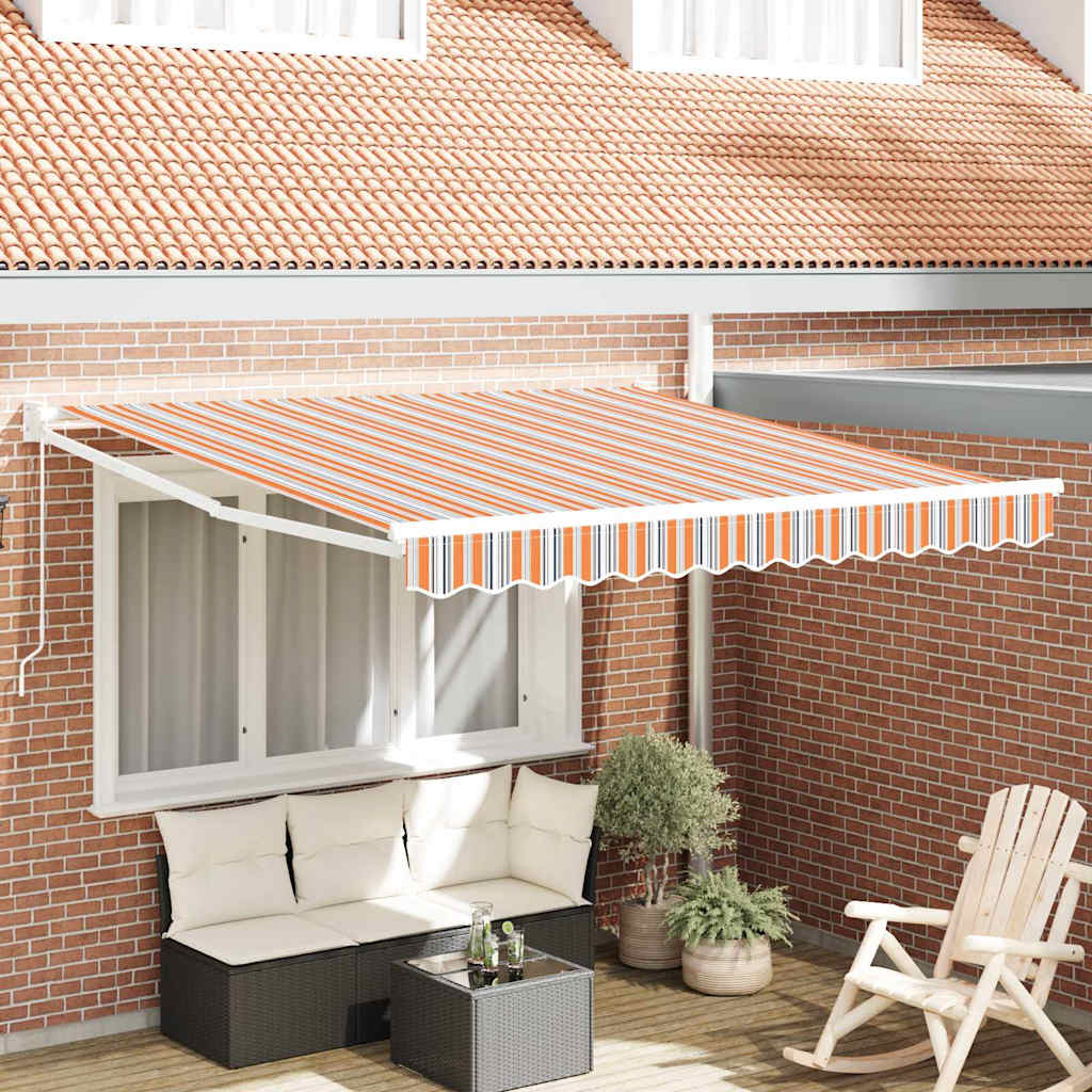 Markise Gestreift Mehrfarbig 3 x 2,5 m Polyester und Metall