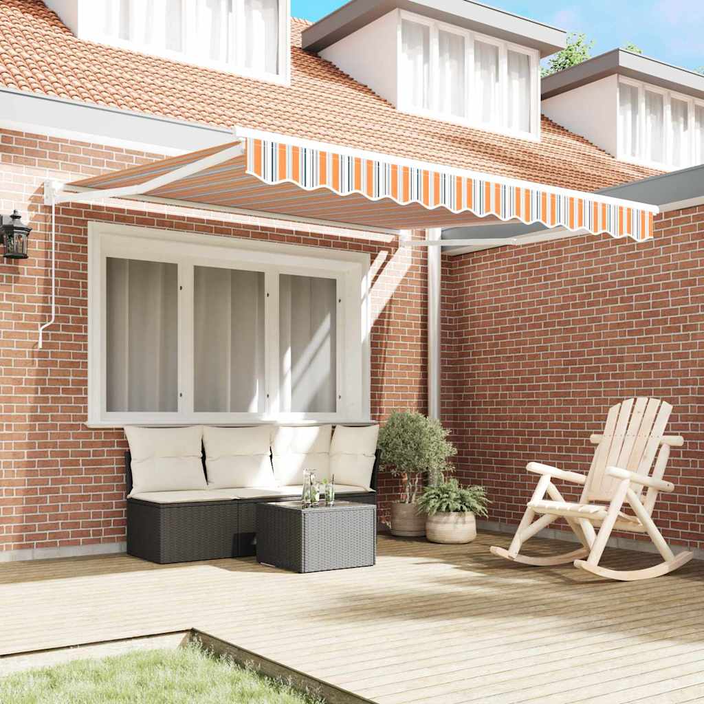 Markise Gestreift Mehrfarbig 3 x 2,5 m Polyester und Metall