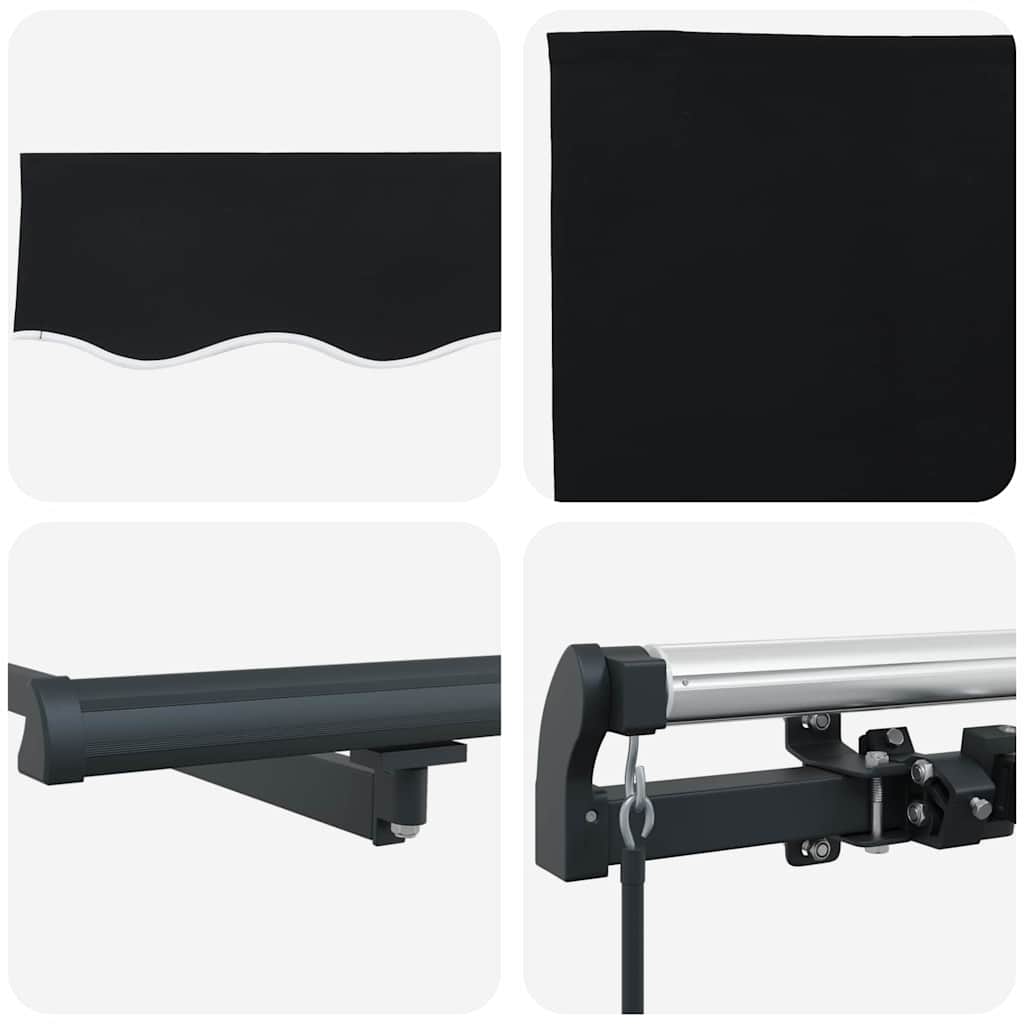 Einziehbare Markise Schwarz 300 x 250 cm Polyester und Stahl