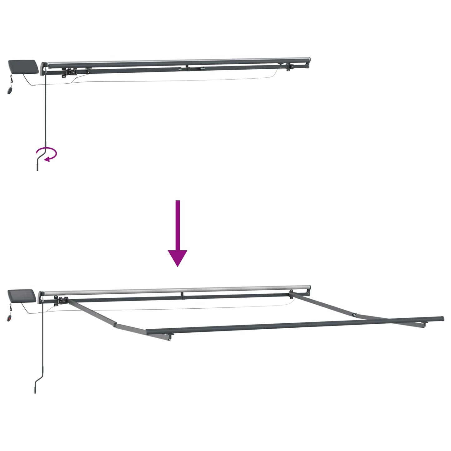 Einziehbare Markise Schwarz 300 x 250 cm Stoff