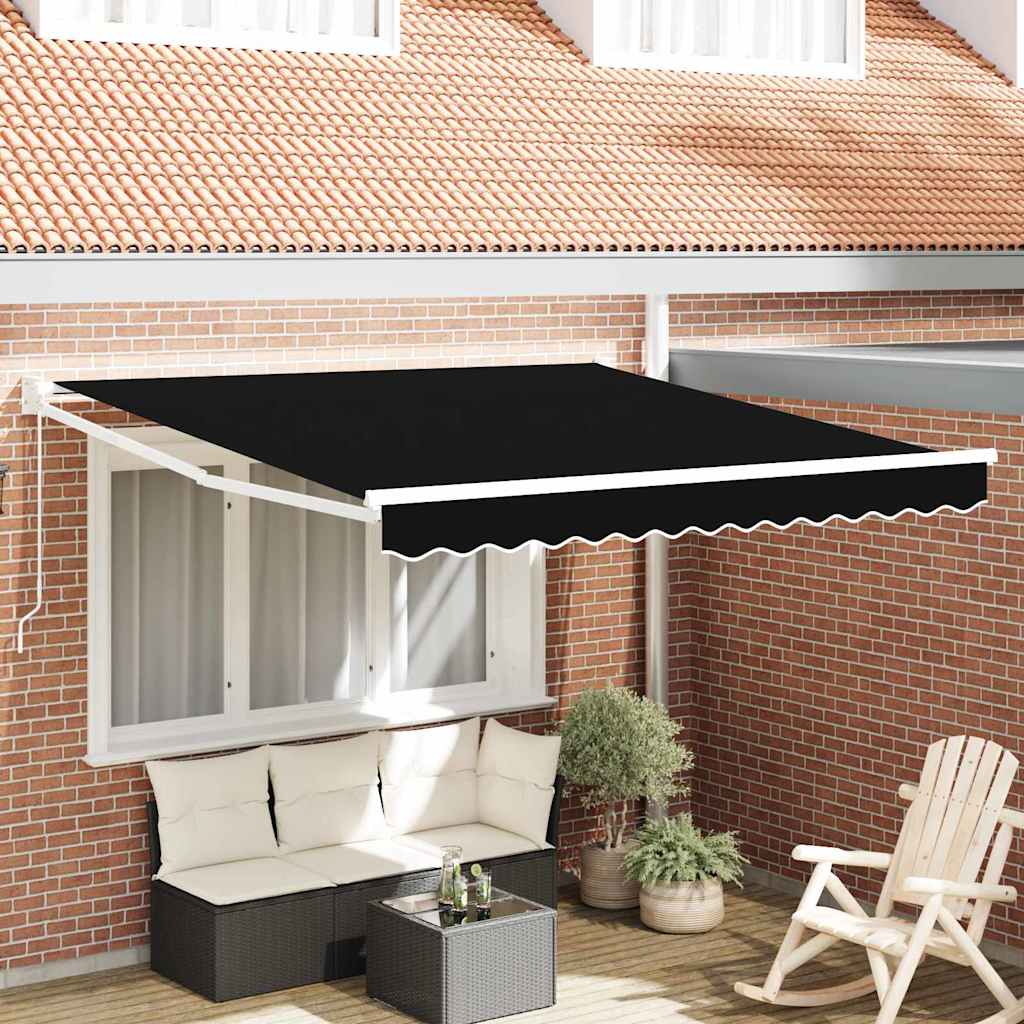 Markise Schwarz 3 x 2,5 m Polyester und Metall