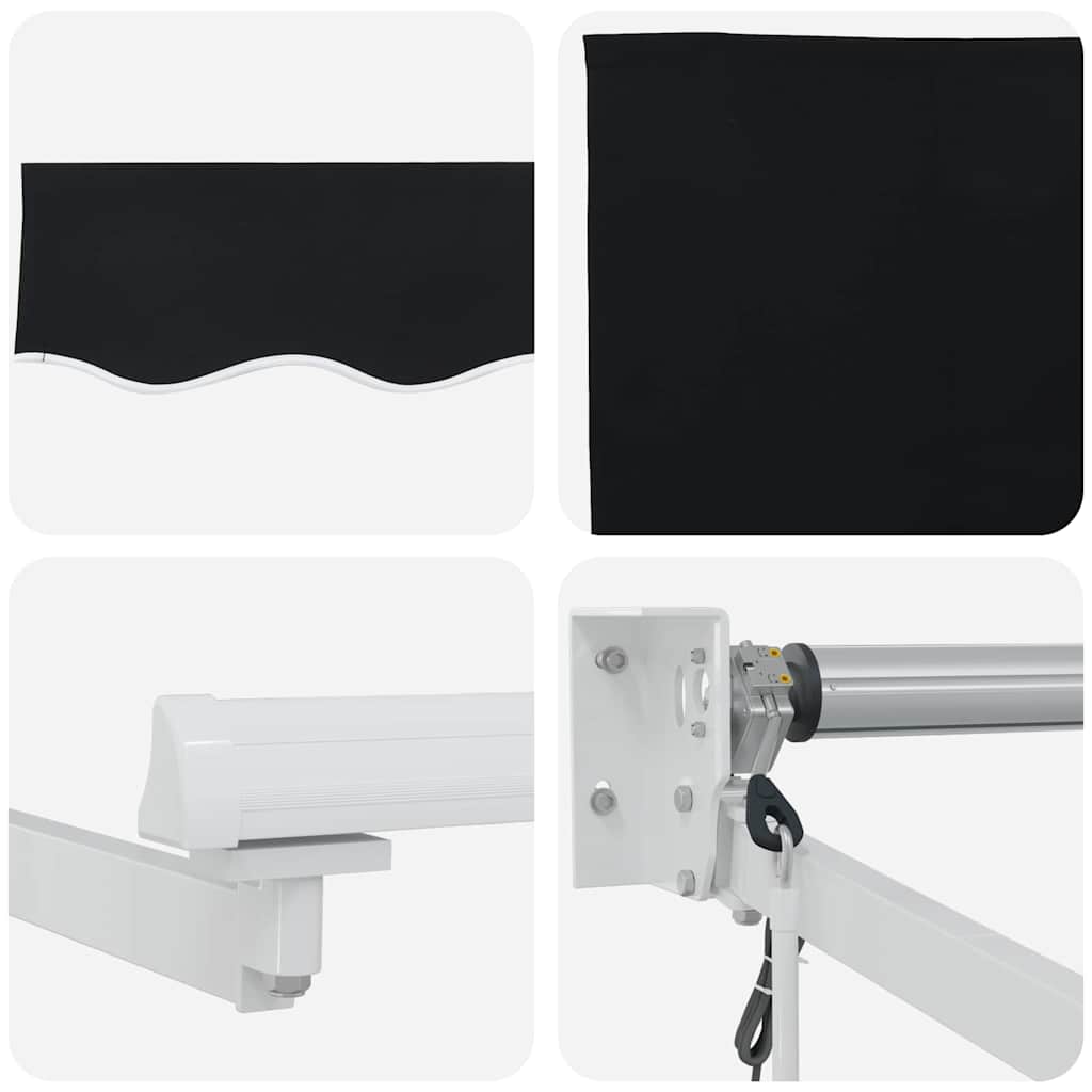 Markise Schwarz 3 x 2,5 m Polyester und Metall