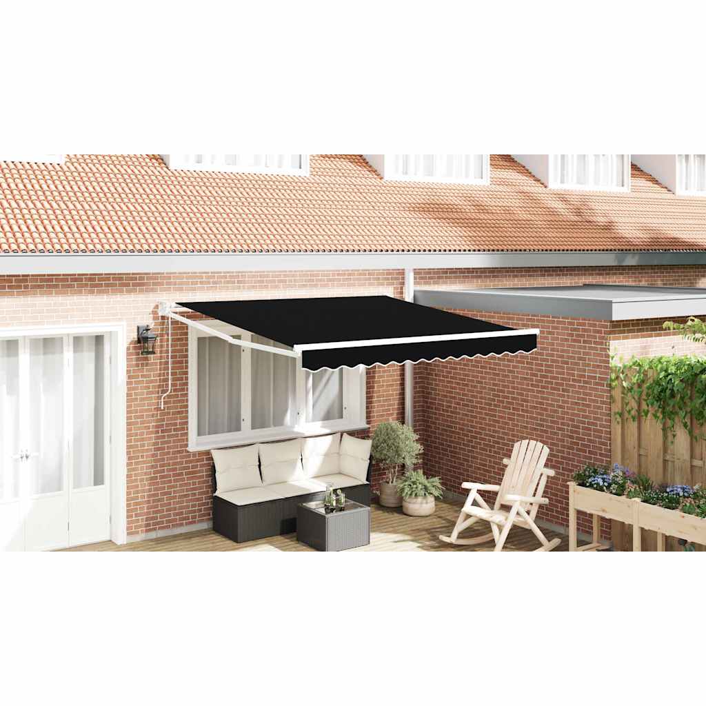 Markise Schwarz 3 x 2,5 m Polyester und Metall