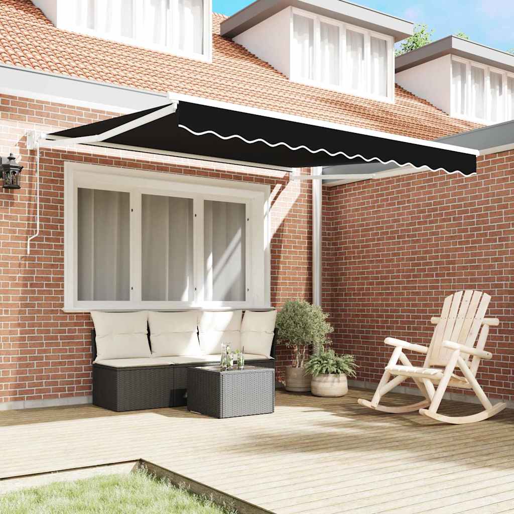 Markise Schwarz 3 x 2,5 m Polyester und Metall