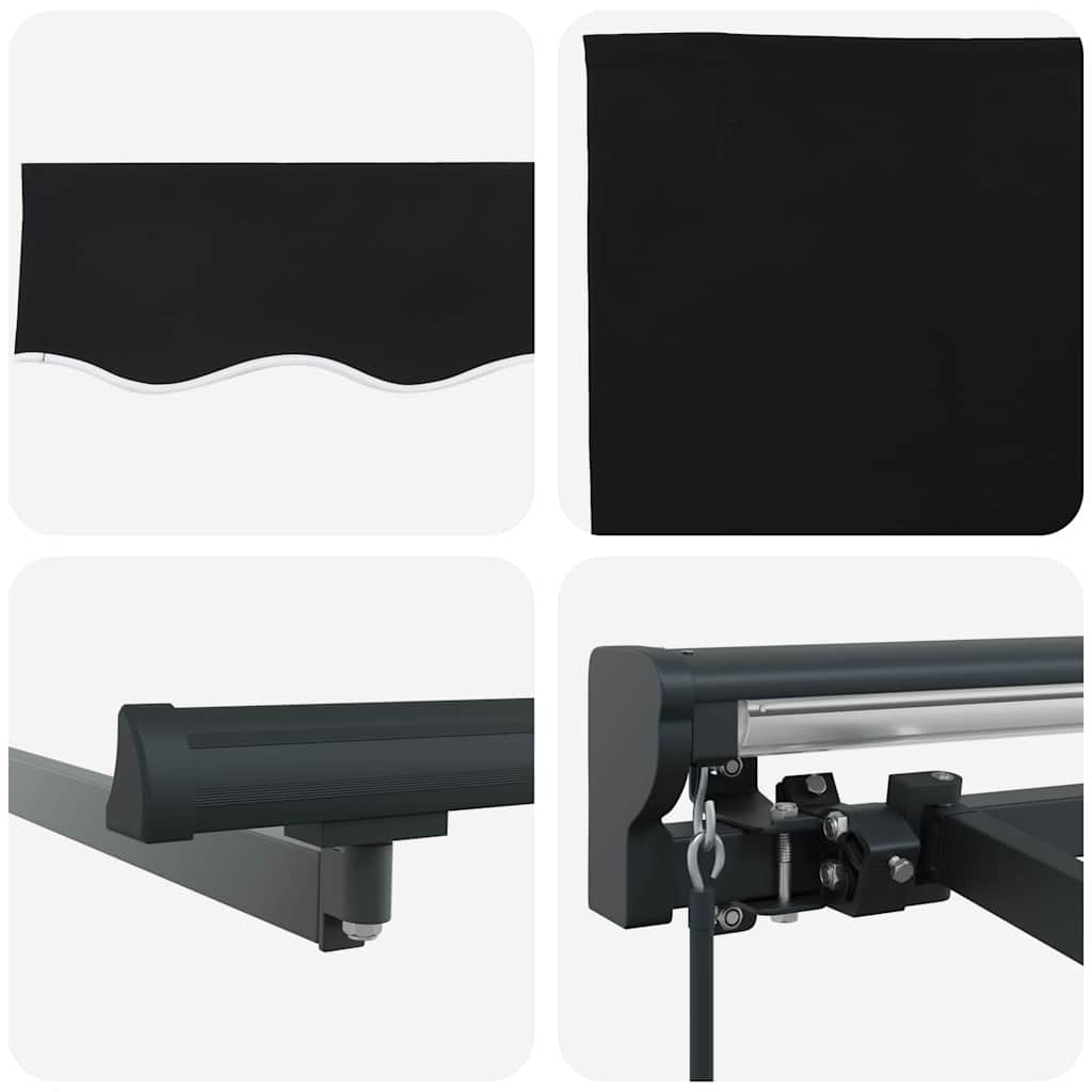 Einziehbare Markise Schwarz 300 x 250 cm Polyester und Metall