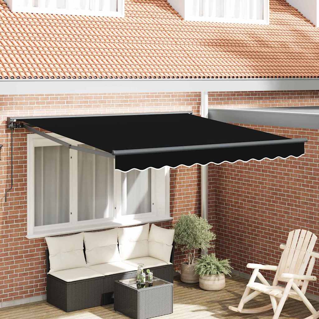 Einziehbare Markise Schwarz 300 x 250 cm Polyester und Metall