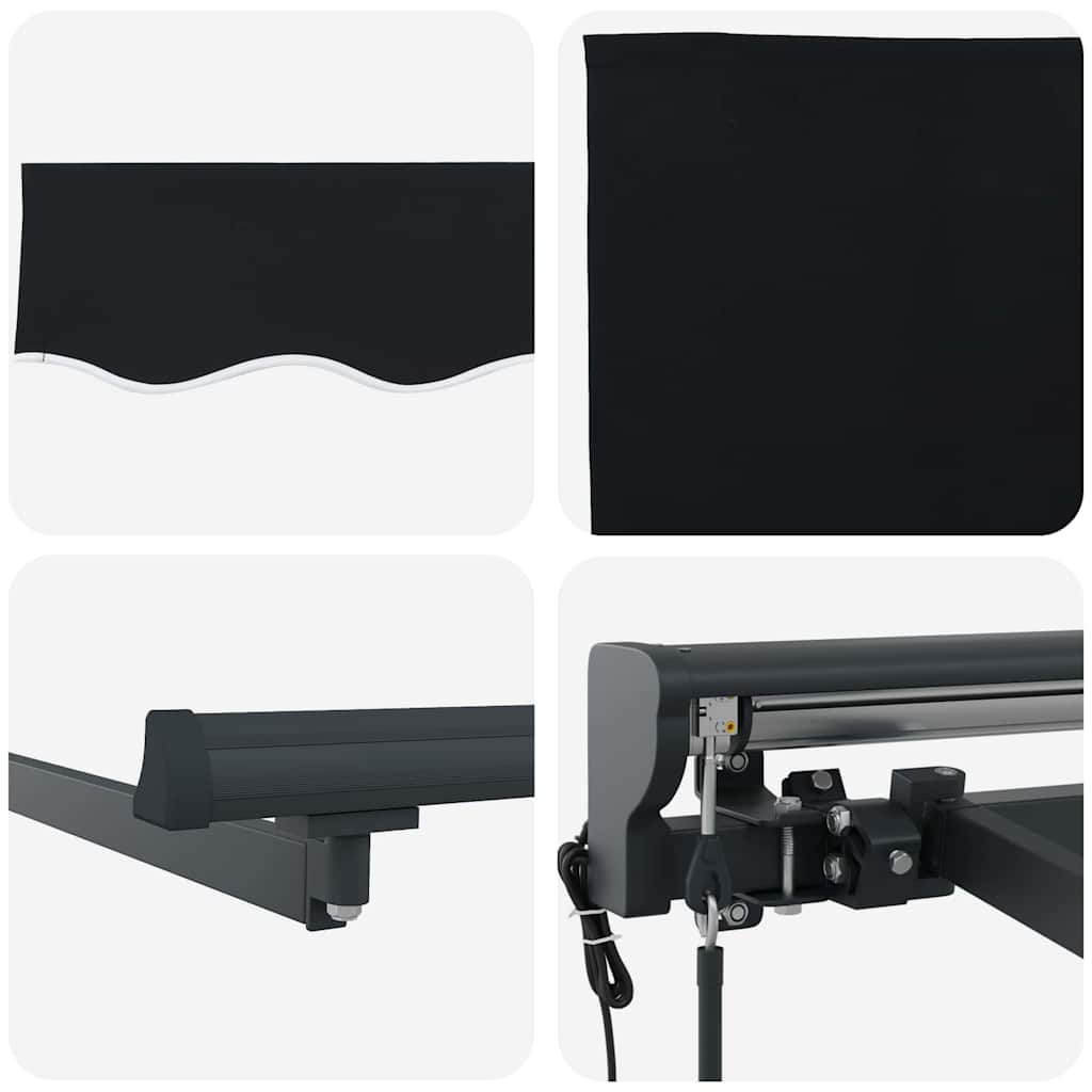 Einziehbare Markise Schwarz 300 x 250 cm Polyester und Metall