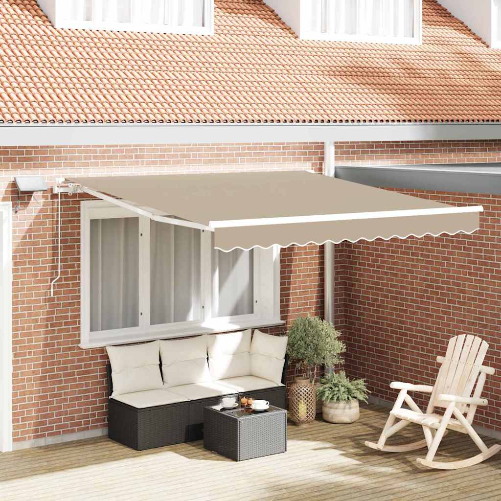 Einziehbare Markise mit Beige 300 x 250 cm Stoff