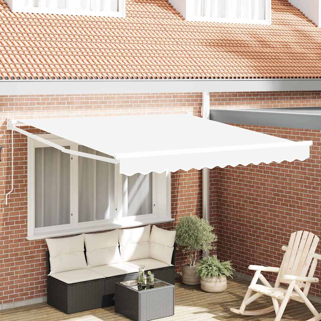 Markise Weiß 3 x 2,5 m Polyester und Metall