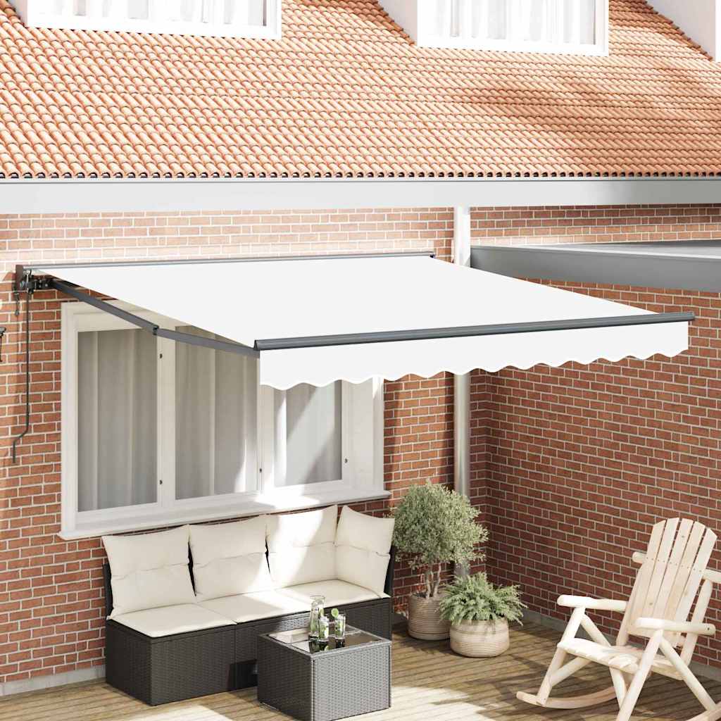 Einziehbare Markise Weiß 300 x 250 cm Polyester und Metall