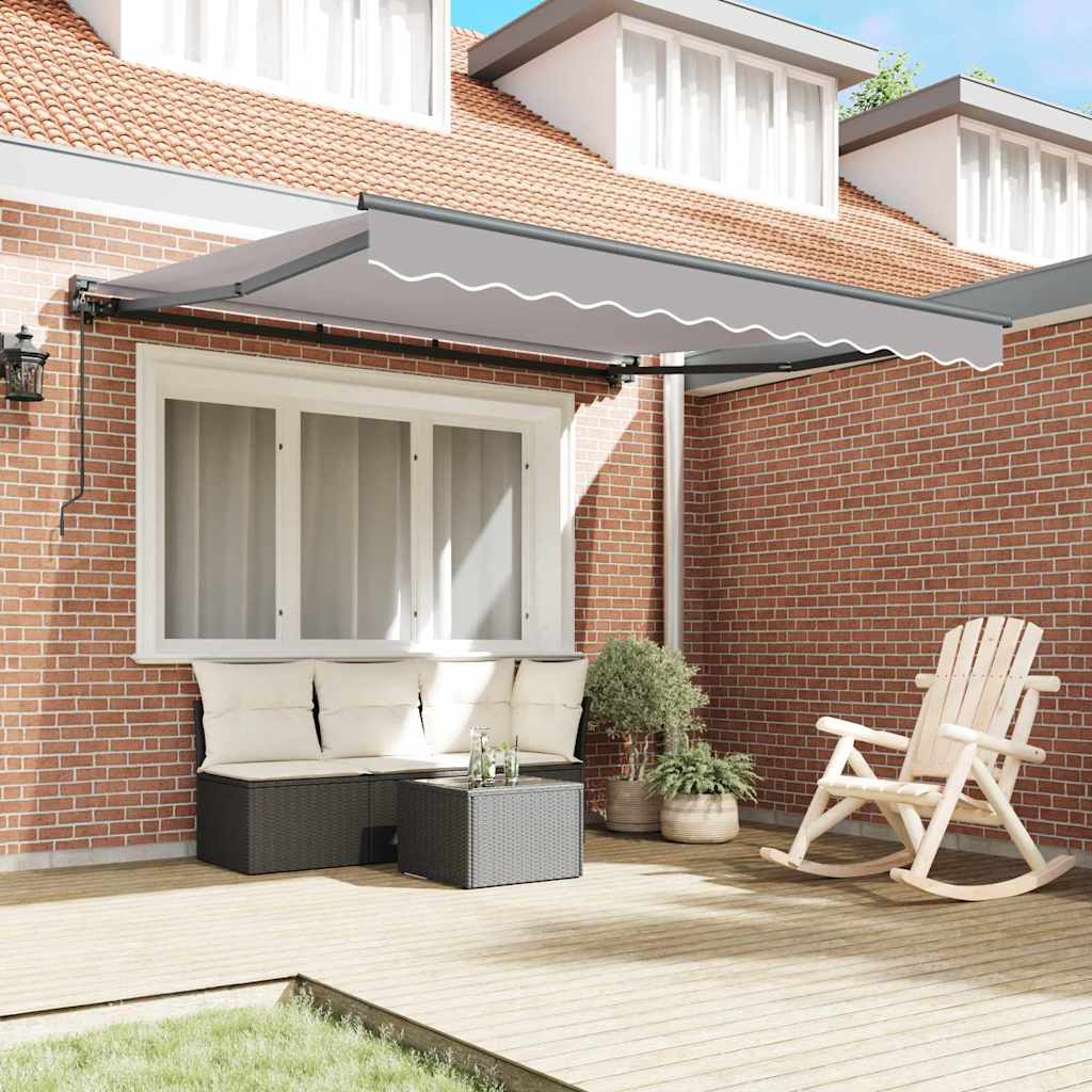 Einziehbare Markise Hellgrau 300 x 250 cm Polyester und Metall