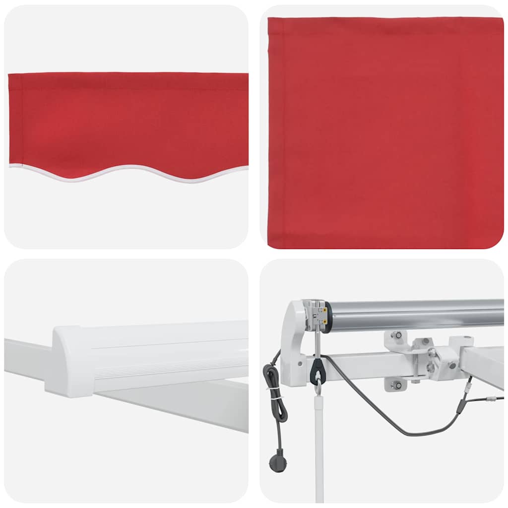 Einziehbare Markise Rot 300 x 250 cm Polyester und Metall
