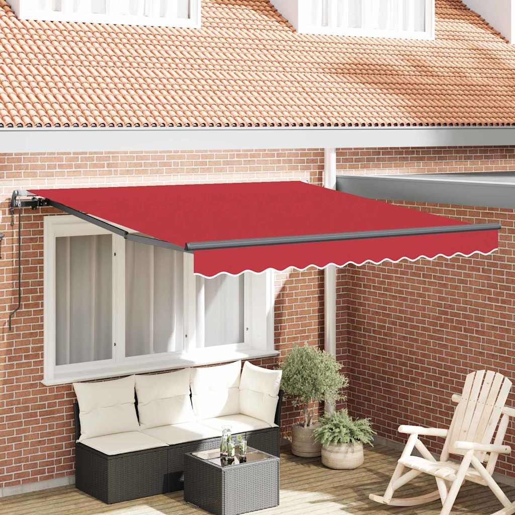Einziehbare Markise Rot 300 x 250 cm Stoff und Aluminium
