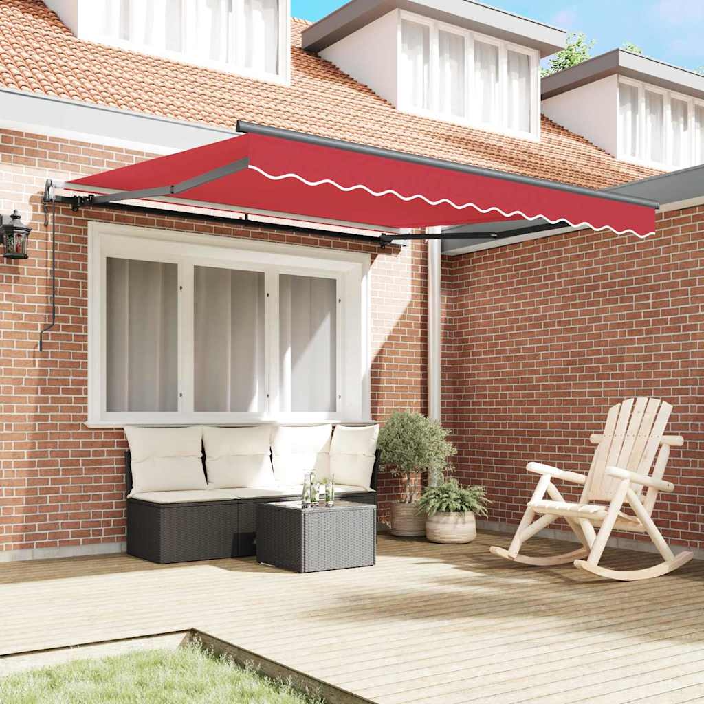 Einziehbare Markise Rot 300 x 250 cm Stoff und Aluminium