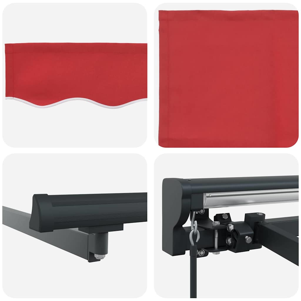 Einziehbare Markise Rot 300 x 250 cm Polyester und Metall