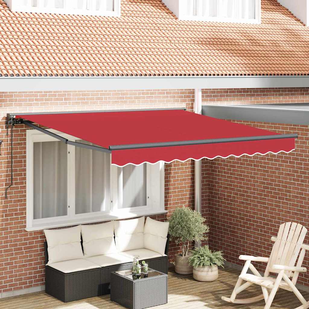 Einziehbare Markise Rot 300 x 250 cm Polyester und Metall