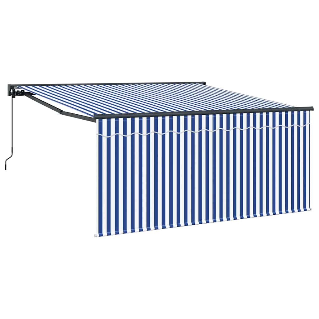 Einziehbare Markise Blau und Weiß 350 x 250 cm
