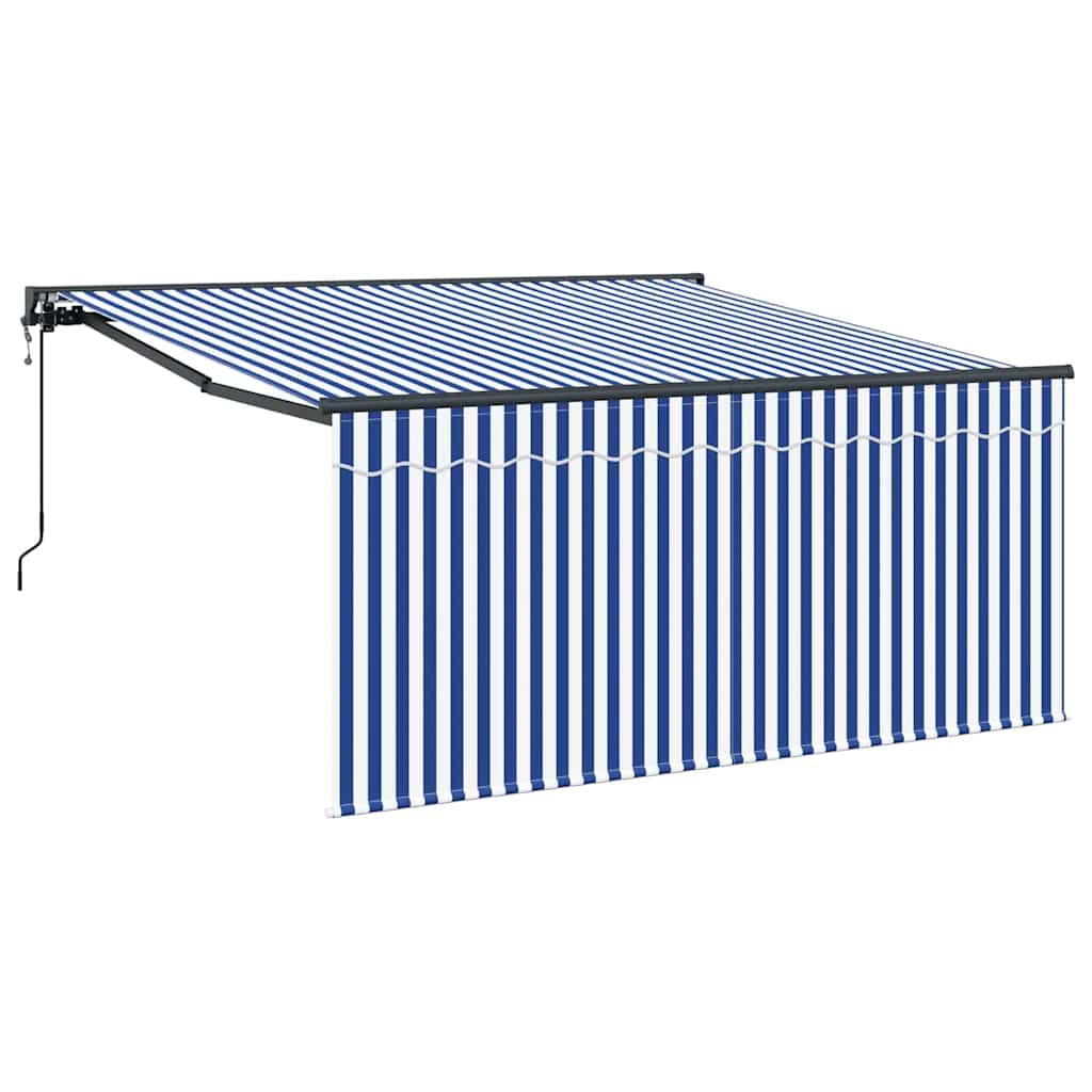 Einziehbare Markise Blau und Weiß 350 x 250 cm