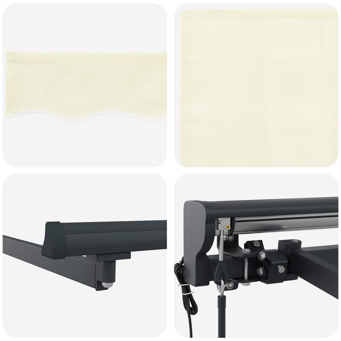 Einziehbare Markise Creme 350 x 250 cm Polyester und Metall