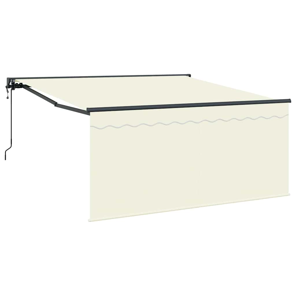 Einziehbare Markise Creme 350 x 250 cm Polyester und Aluminium