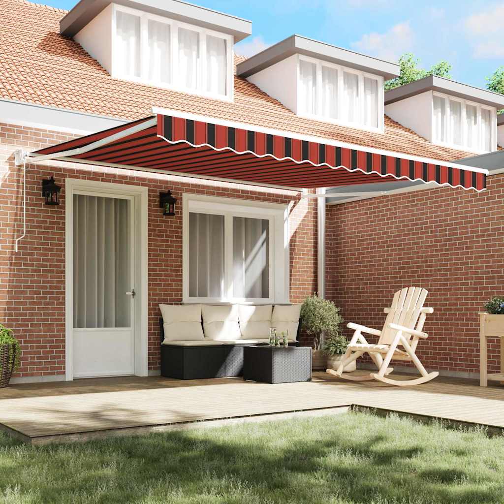 Einziehbare Markise Rot und Schwarz 350 x 250 cm