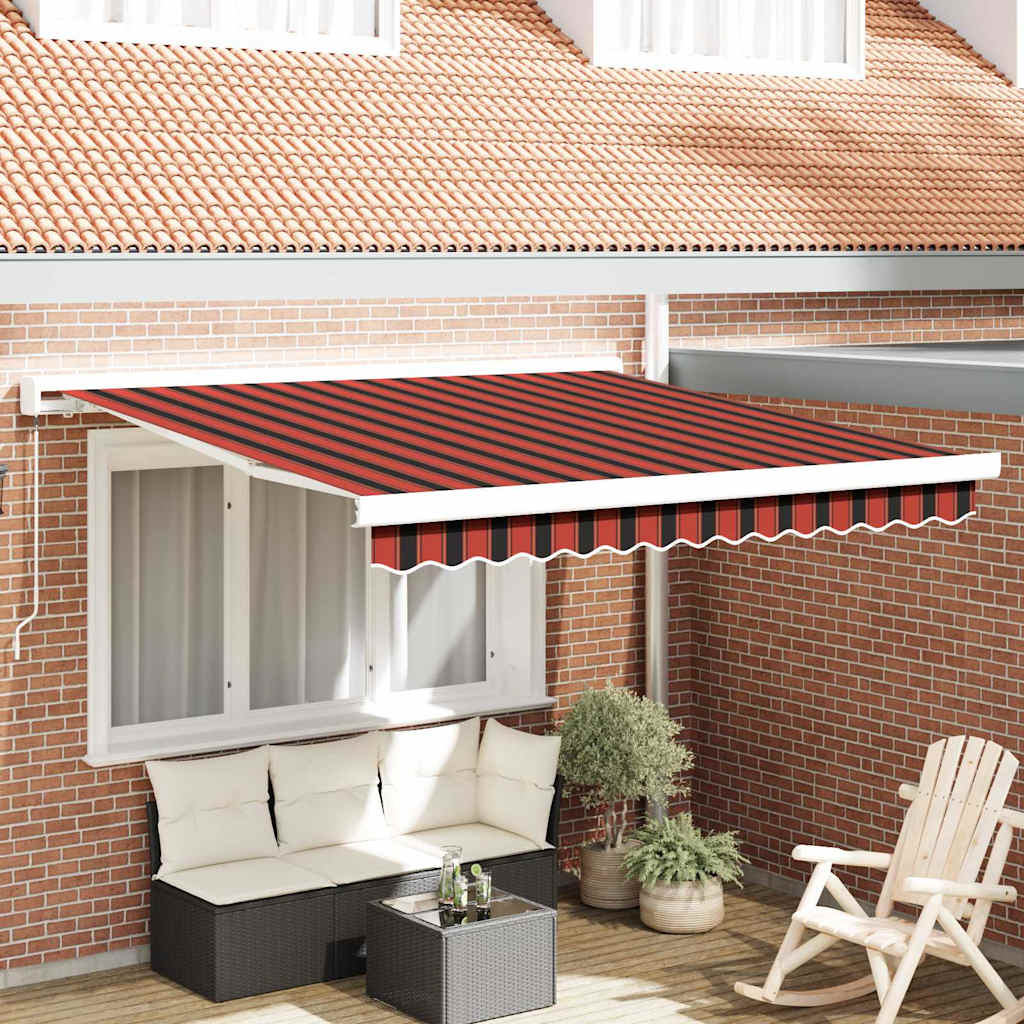 Einziehbare Markise Rot und Schwarz 350 x 250 cm