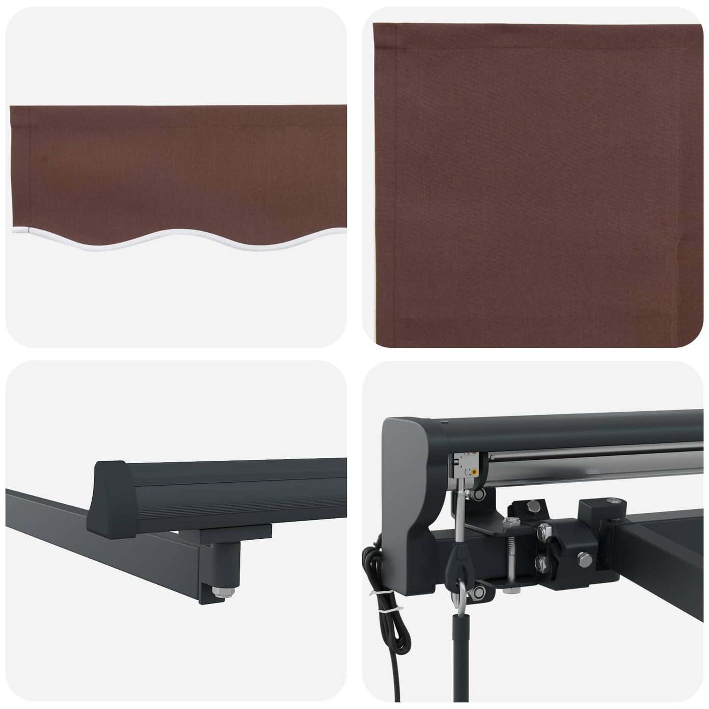 Einziehbare Markise Braun 350 x 250 cm Polyester und Metall