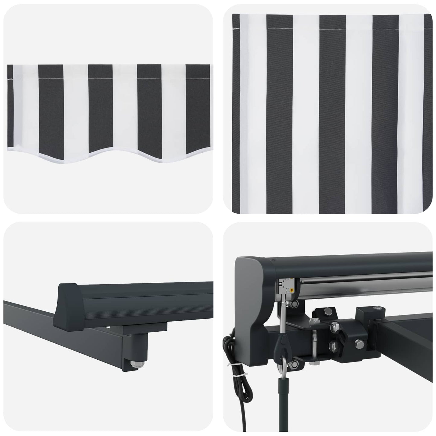Einziehbare Markise Anthrazit und Weiß 350 x 250 cm