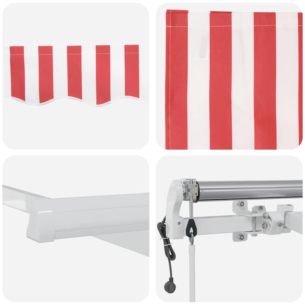 Einziehbare Markise Rot und Weiß 350 x 250 cm Stoff