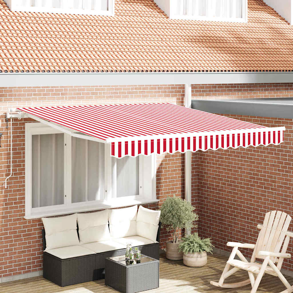 Einziehbare Markise Rot und Weiß 350 x 250 cm Stoff