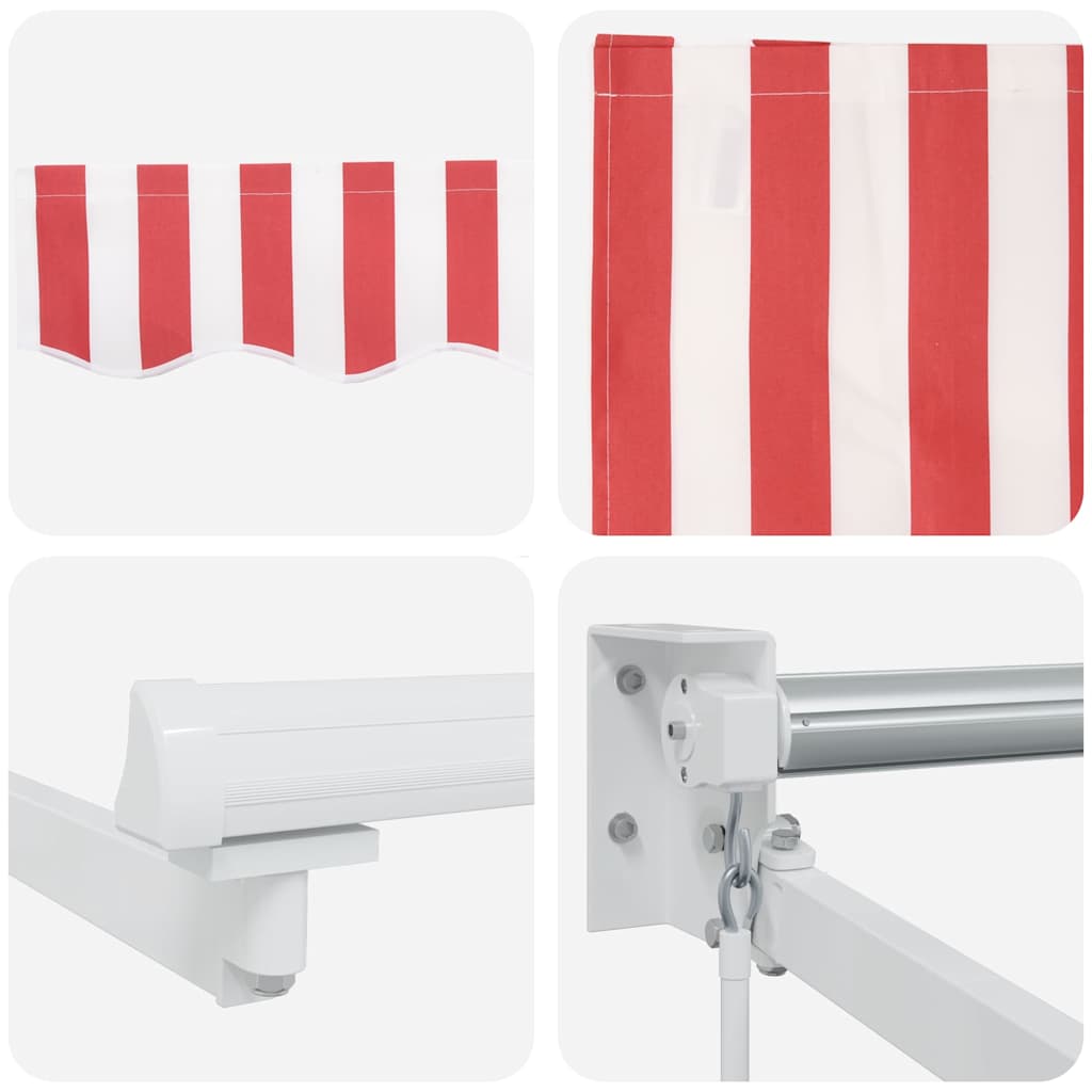 Einziehbare Markise Rot und Weiß 350 x 250 cm Stoff