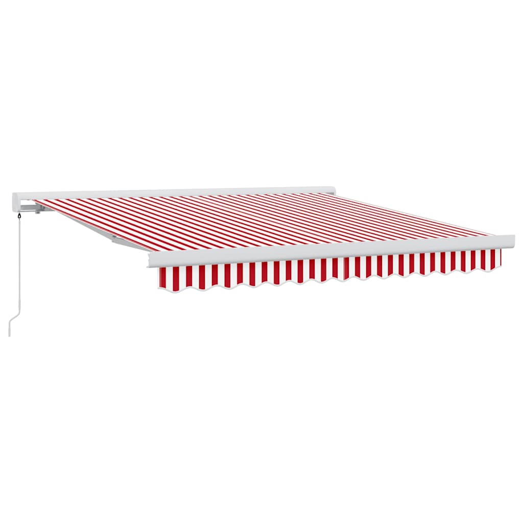 Einziehbare Markise Rot und Weiß 350 x 250 cm Stoff und Metall
