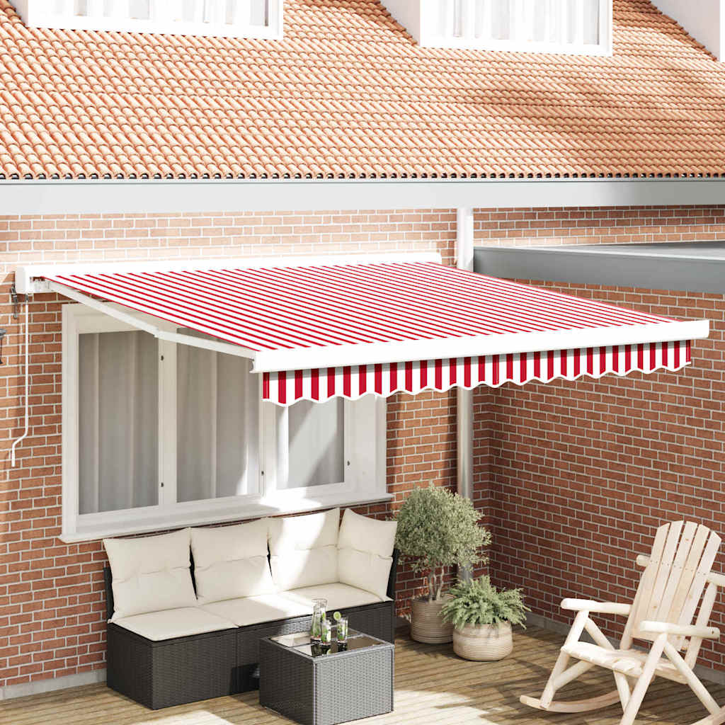 Markise Rot und Weiß 350 x 250 x 165 cm Polyester und Aluminium