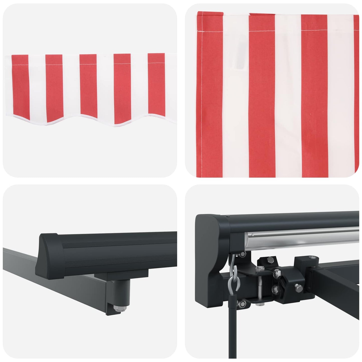 Einziehbare Markise Rot und Weiß 350 x 250 cm