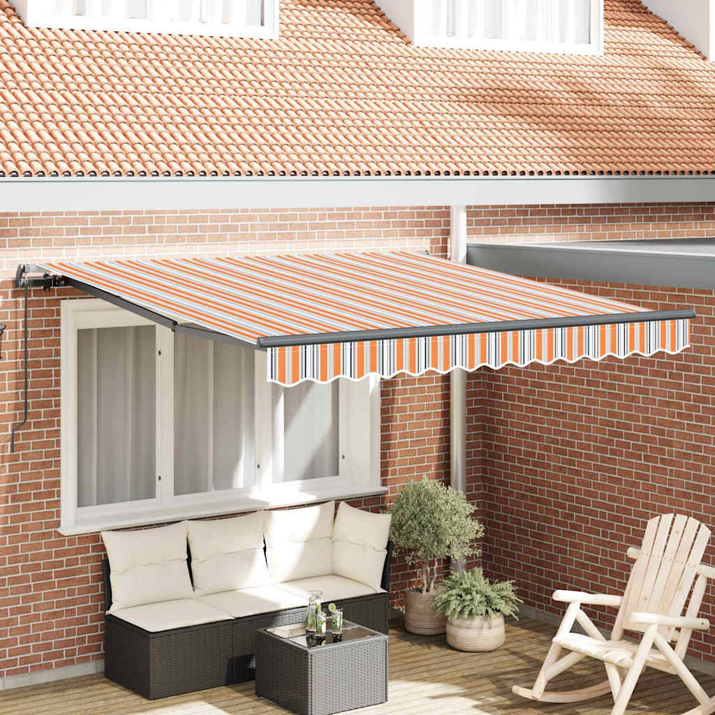 Einziehbare Markise Mehrfarbig 350 x 250 cm Polyester und Stahl