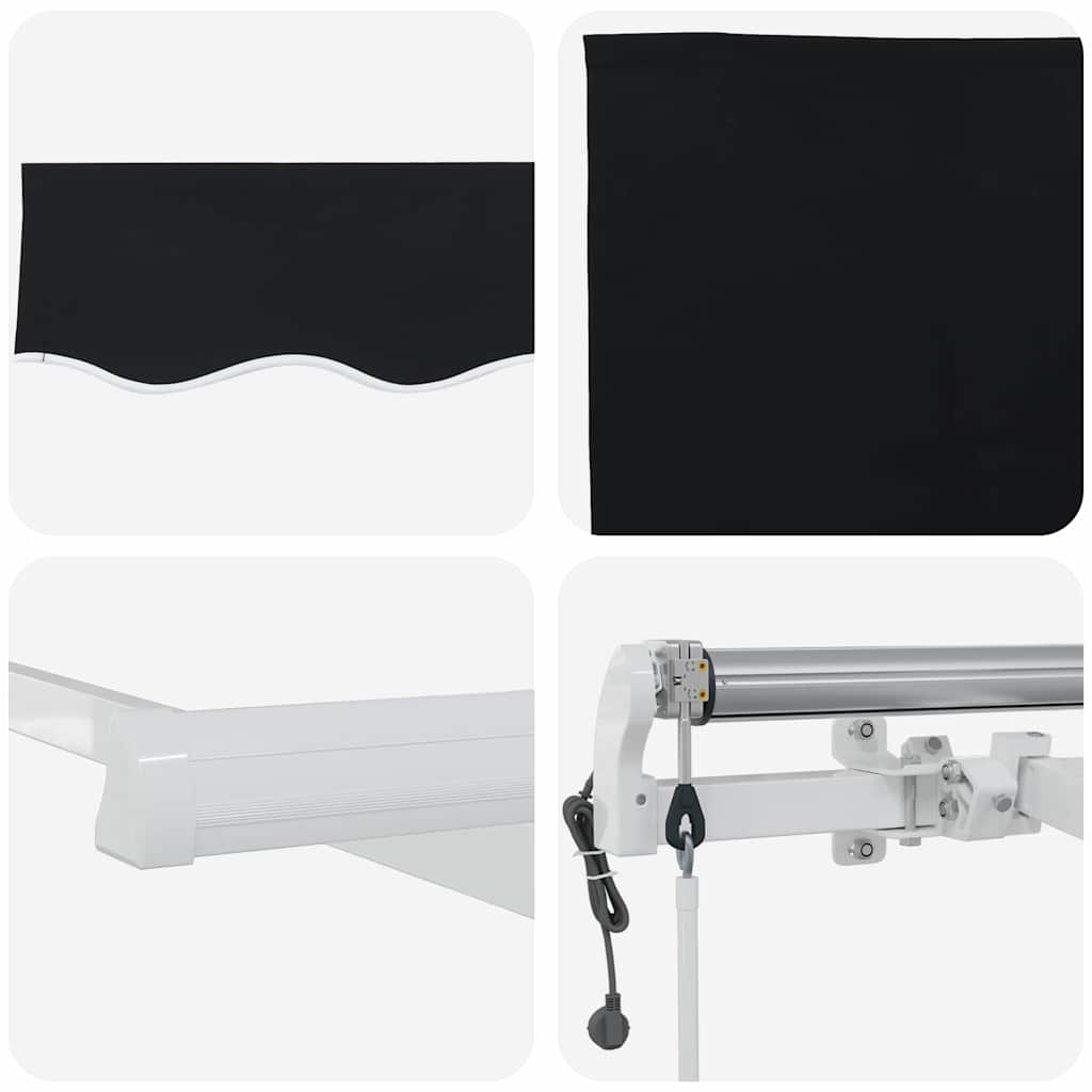 Einziehbare Markise Schwarz 350 x 250 cm Stoff