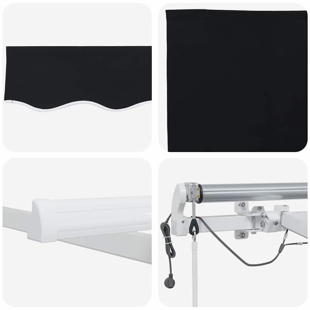 Einziehbare Markise Schwarz 350 x 250 cm Polyester und Metall