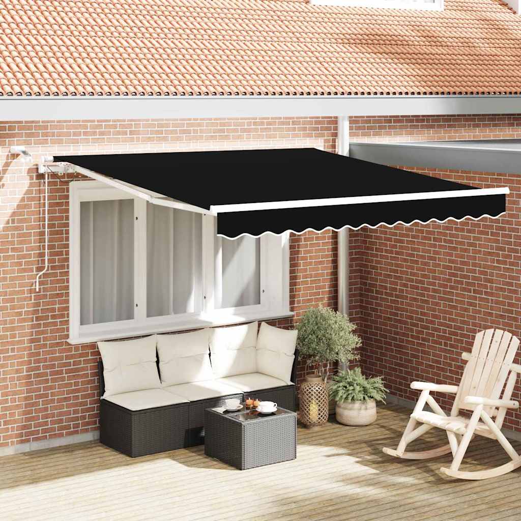 Einziehbare Markise Schwarz 350 x 250 cm Polyester und Metall
