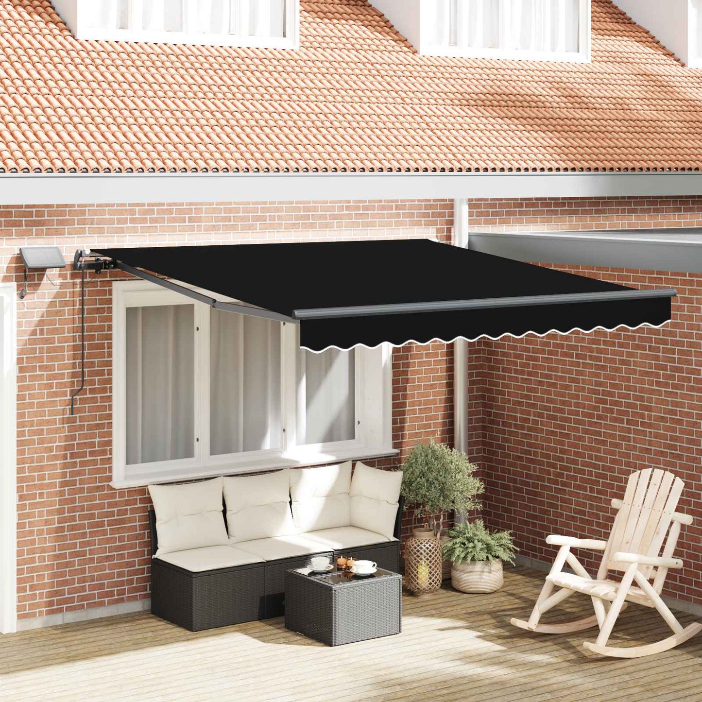 Einziehbare Markise Schwarz 350 x 250 cm Stoff