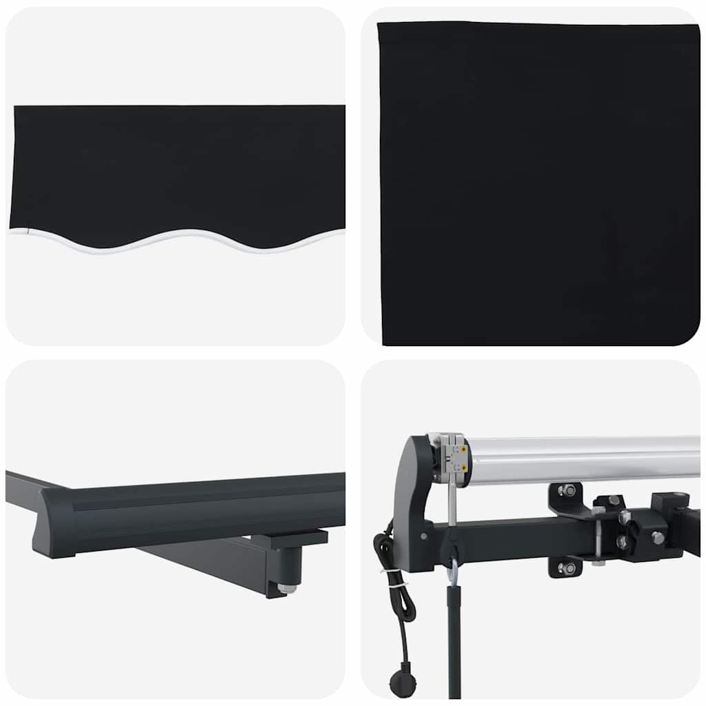 Einziehbare Markise Schwarz 350 x 250 cm Stoff und Aluminium