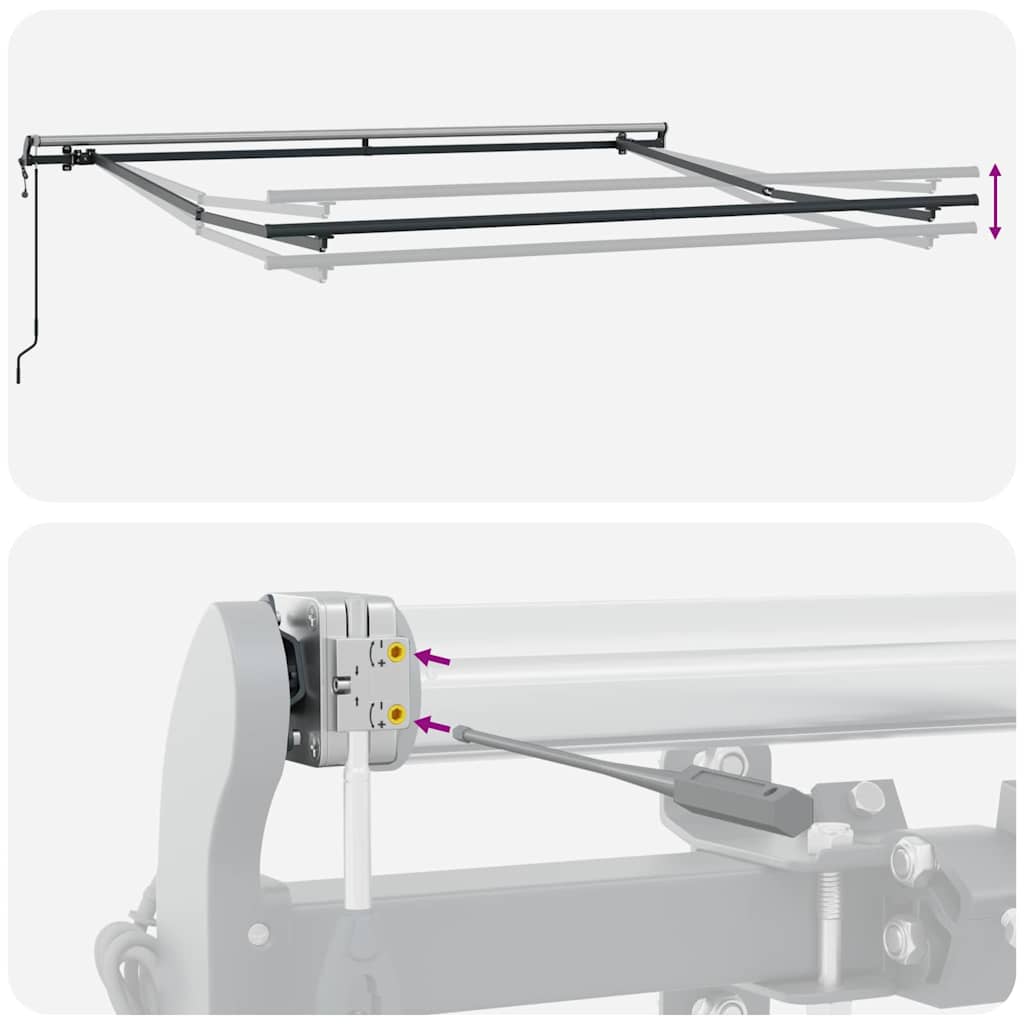Einziehbare Markise Schwarz 350 x 250 cm Stoff und Aluminium