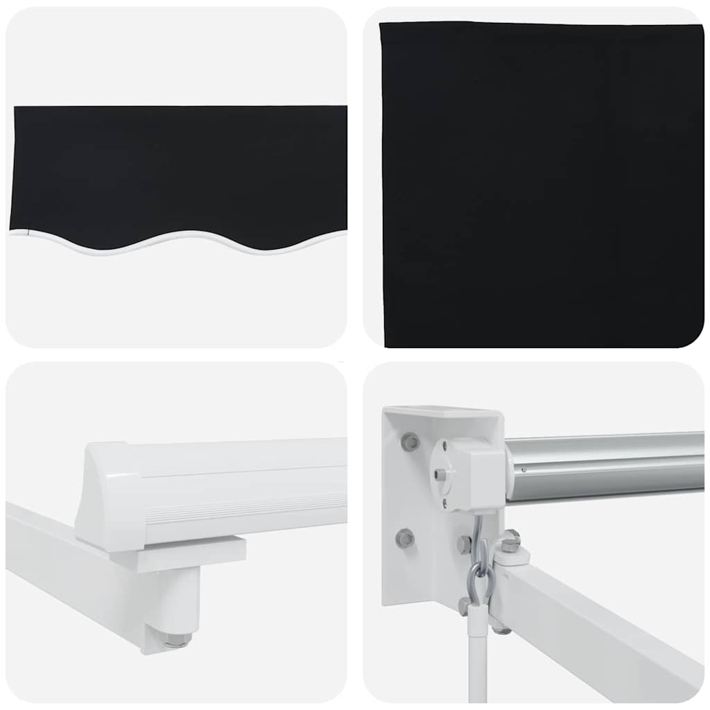 Einziehbare Markise Schwarz 350 x 250 cm Stoff