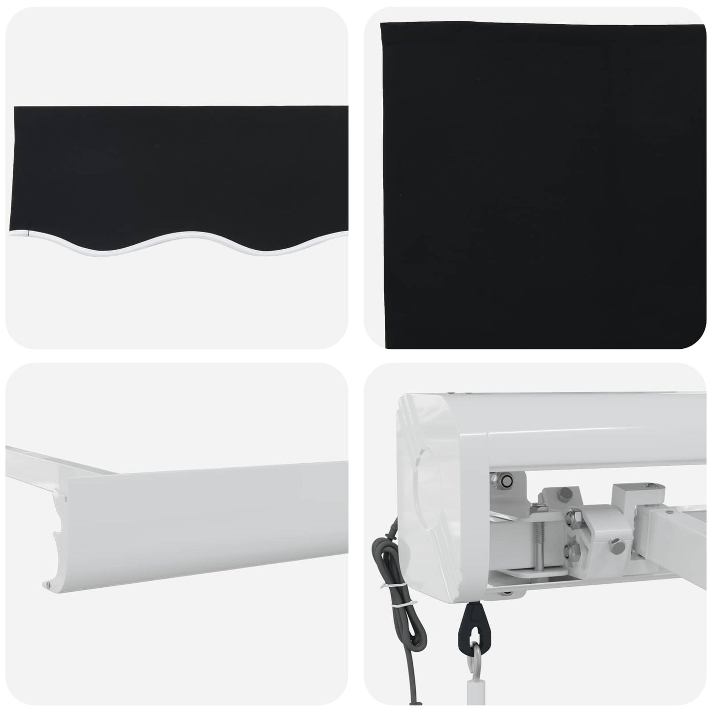 Markise Schwarz 350 x 250 cm Polyester und Aluminium