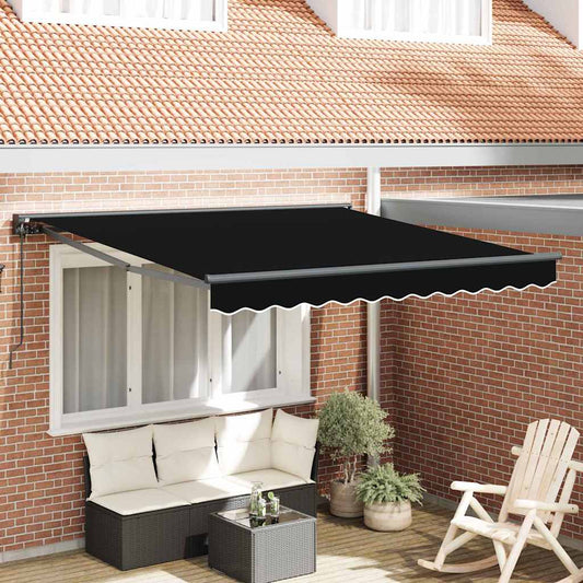 Einziehbare Markise Schwarz 350 x 250 cm Polyester und Metall