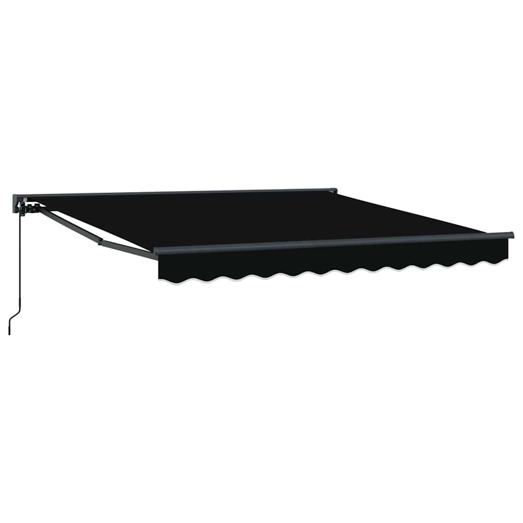 Einziehbare Markise Schwarz 350 x 250 cm Polyester und Metall