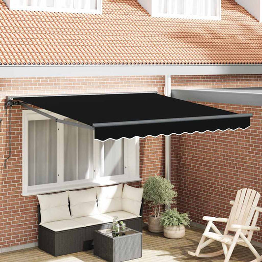 Einziehbare Markise Schwarz 350 x 250 cm Polyester und Metall