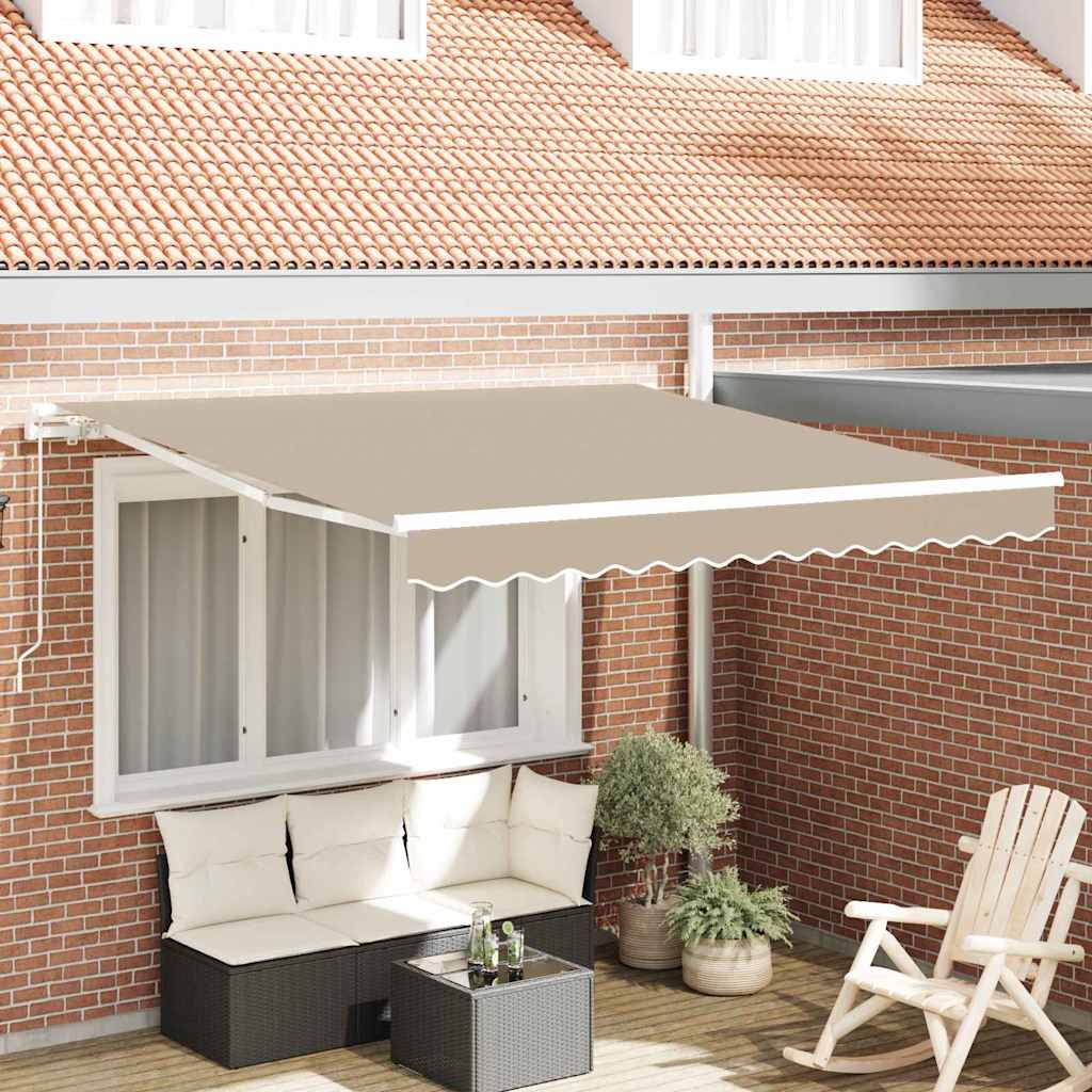 Einziehbare Markise Beige 350 x 250 cm Polyester und Aluminium